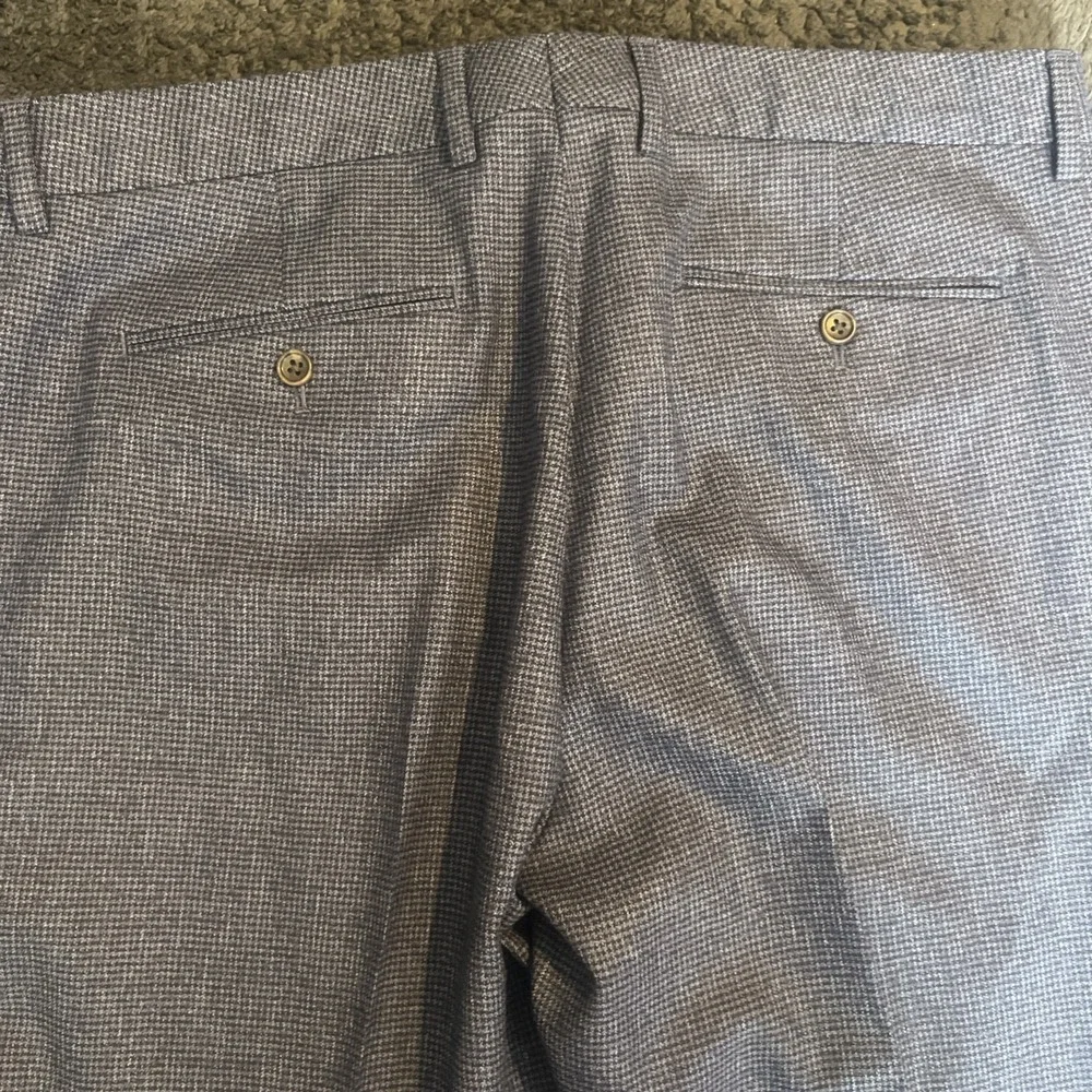 Bonobos Dress Pants Men 36x32 blue Italian Marzotto wool houndstooth slim fit